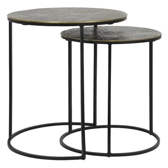 Beistelltisch RENGO Textur antik Bronze 2er-Set