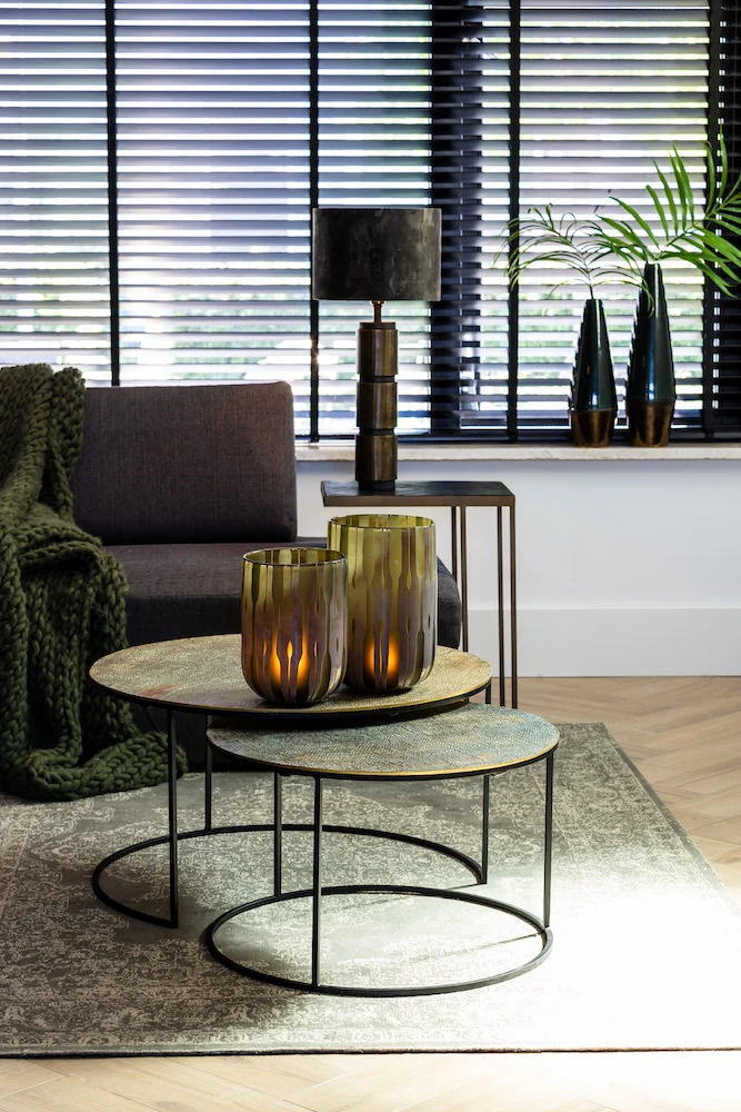 Couchtisch RENGO Textur antik Bronze 2er-Set