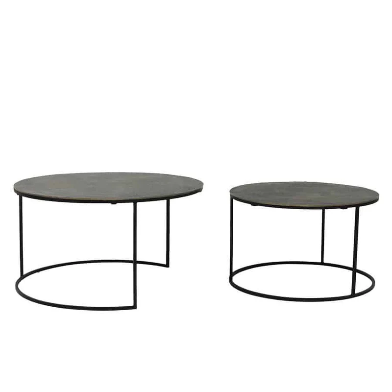 Couchtisch RENGO Textur antik Bronze 2er-Set