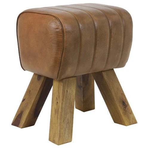 Hocker RAMY Leder Braun 42x35x46 cm