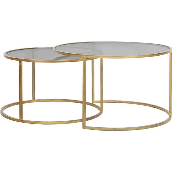 Couchtisch DUARTE Gold SMOKE Glas 2er-Set