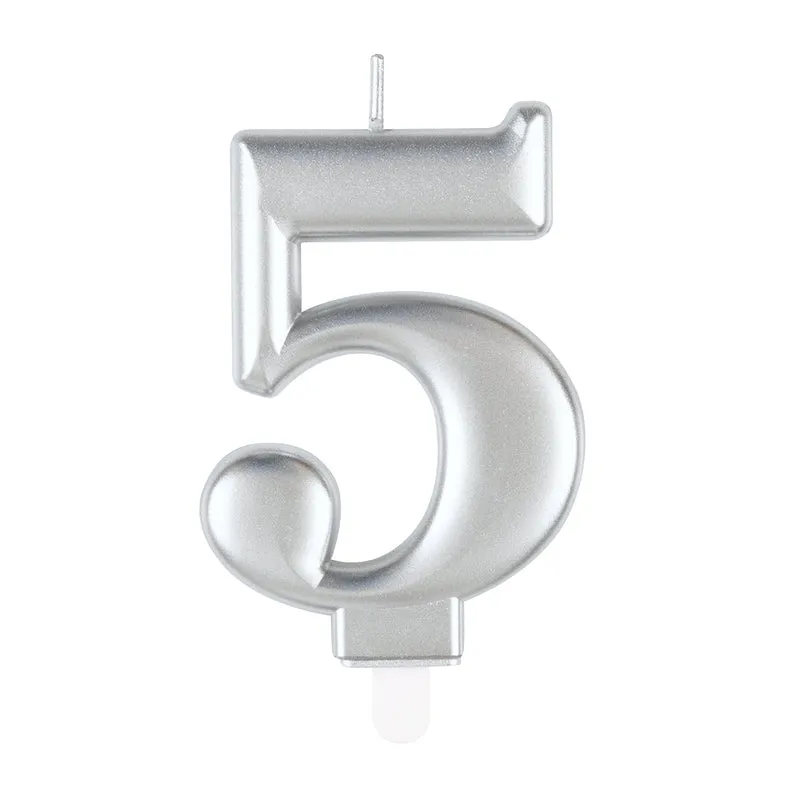 Zahlenkerze Silber #5