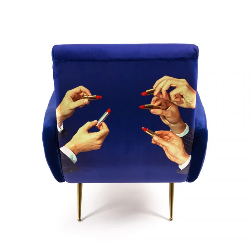 Sessel LIPSTICKS blau, gold