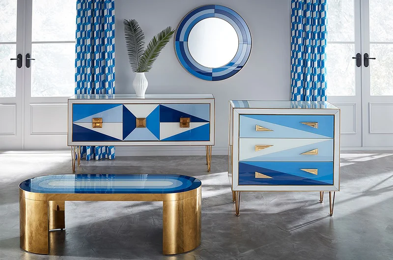 Wandspiegel HARLEQUIN blau ø91cm