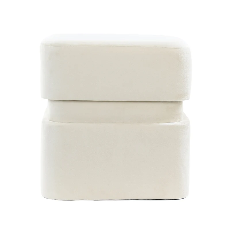 Hocker PIAZZA Samt beige Ø40x42,5 cm