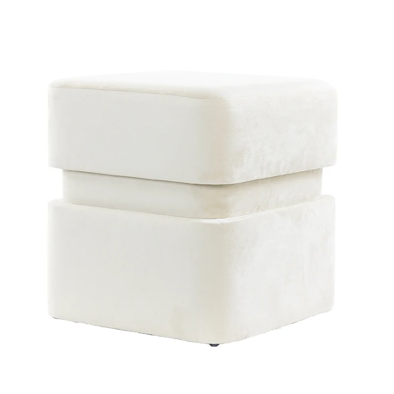 Hocker PIAZZA Samt beige Ø40x42,5 cm