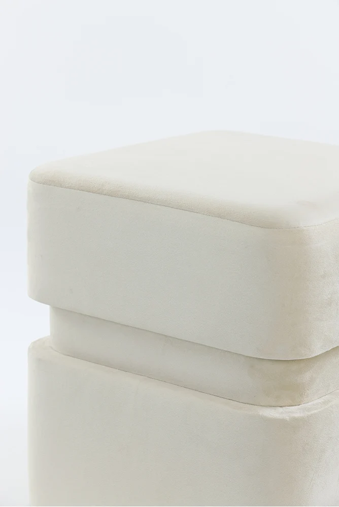 Hocker PIAZZA Samt beige Ø40x42,5 cm