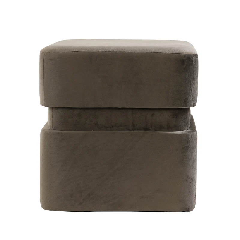Hocker PIAZZA Samt grau-braun Ø40x42,5 cm