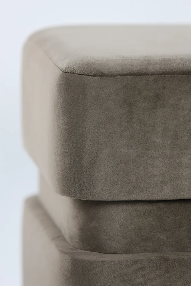 Hocker PIAZZA Samt grau-braun Ø40x42,5 cm