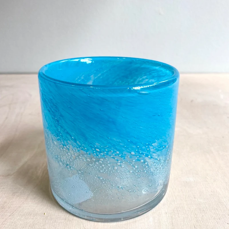 Windlicht LINEN bubble, türkis 10x10x10cm