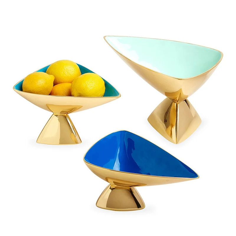 Dekoschale MEDIUM ANVIL hellblau + gold