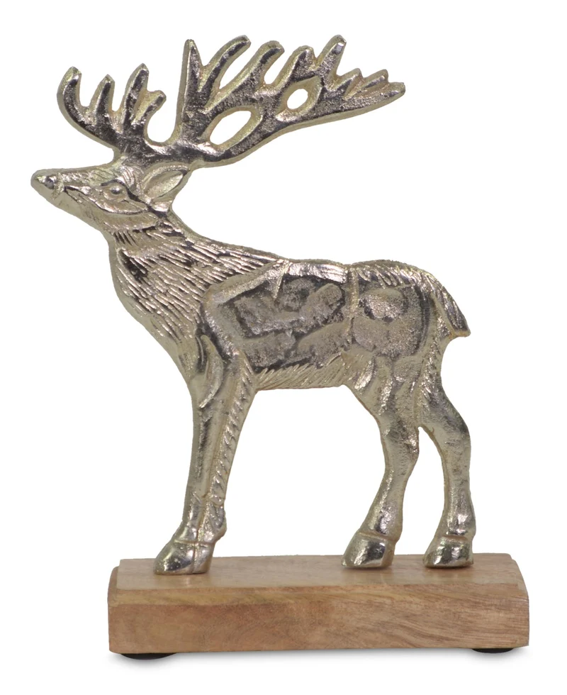 Riffelmacher Elch Figur silber | 16x5 cm | Aluminium | Weihnachtsdeko zum Stellen | winterlich festlich modern | Dekofigur Tisch Fenster | 24769