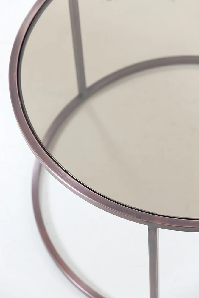Couchtisch DUARTE antik Kupfer Glas braun 2er-Set