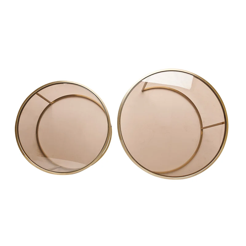 Couchtisch DUARTE Gold Glas hellbraun 2er-Set