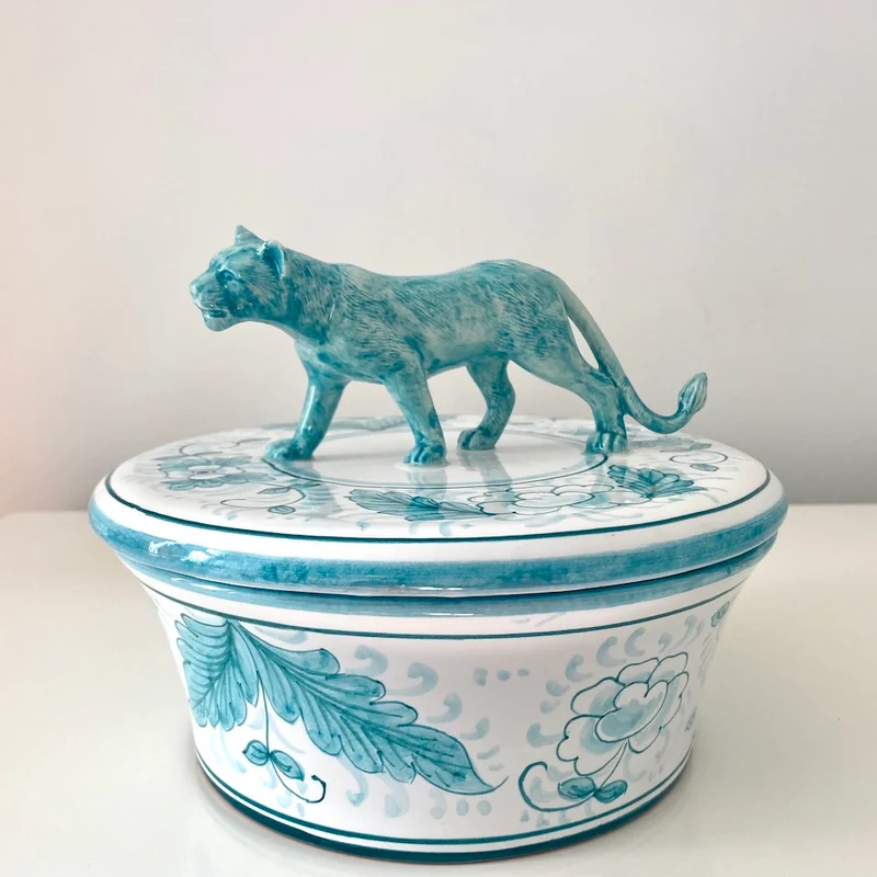 Keramikdose mit Deckel 'MENAGERIE PANTHER'