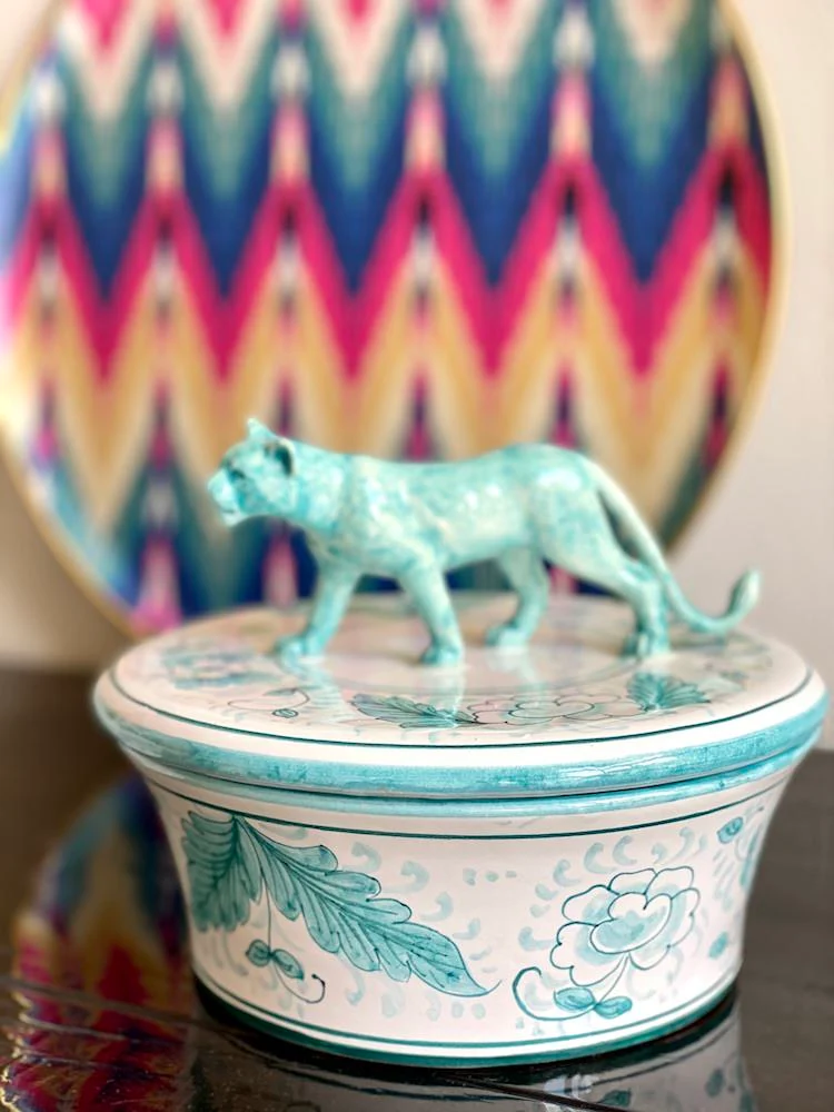 Keramikdose mit Deckel 'MENAGERIE PANTHER'