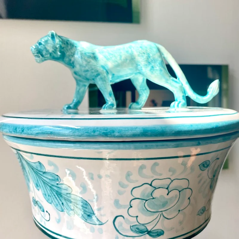 Keramikdose mit Deckel 'MENAGERIE PANTHER'