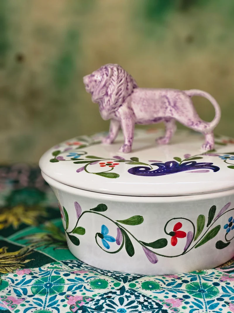 Keramikdose mit Deckel 'MENAGERIE LÖWE'