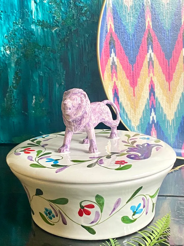 Keramikdose mit Deckel 'MENAGERIE LÖWE'