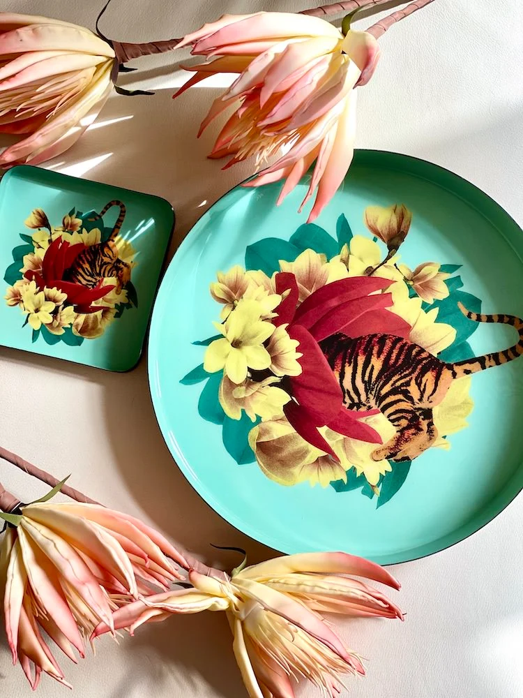 Vide-Poche 'TIGER FLOWER' Tiger-Blumen-Design 15x15cm