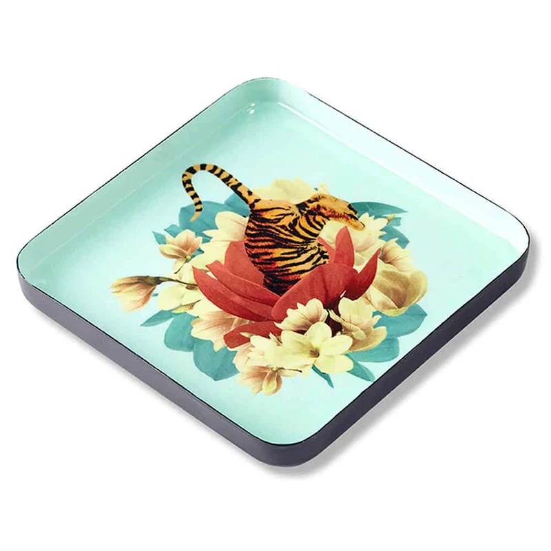 Vide-Poche 'TIGER FLOWER' Tiger-Blumen-Design 15x15cm