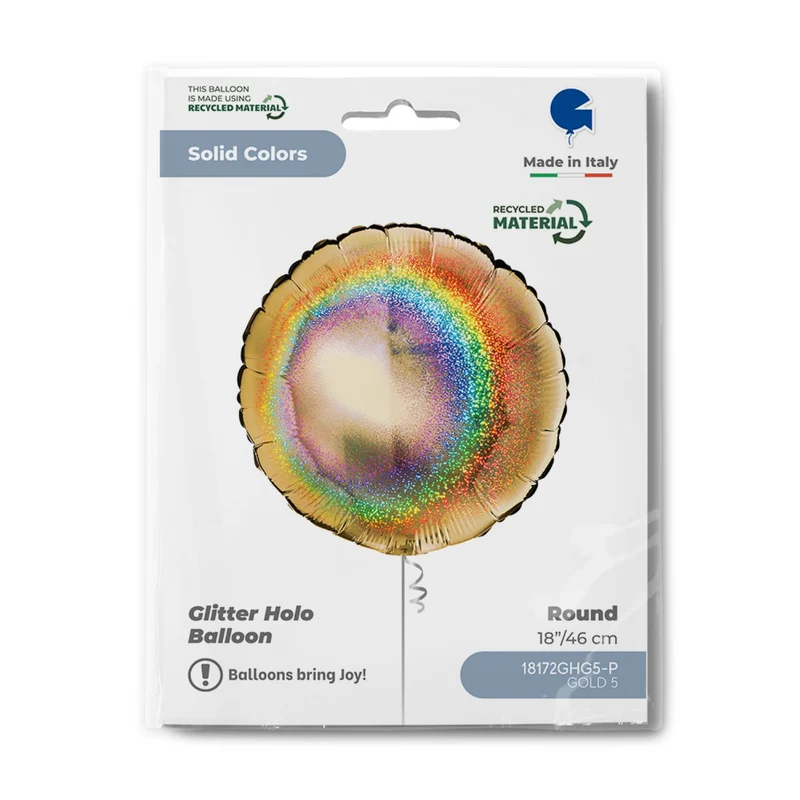 18"/Ø46cm Runder Folienballon Uni Holo | Gold5