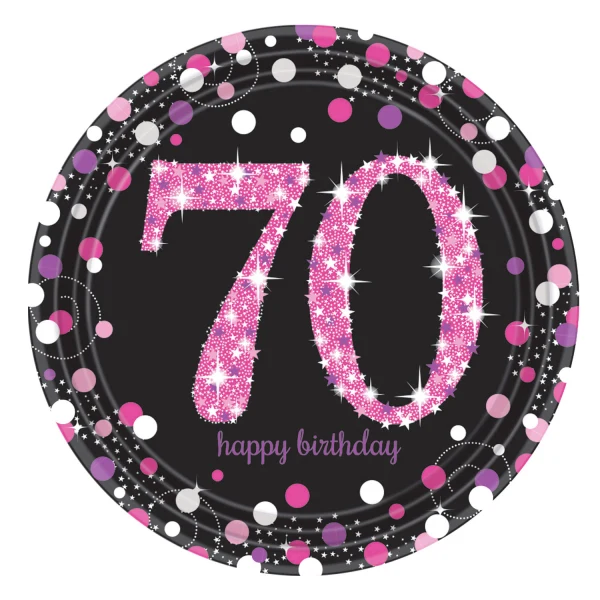 "Sparkling Pappteller Ø 22,8 cm - Schwarz Pink #70