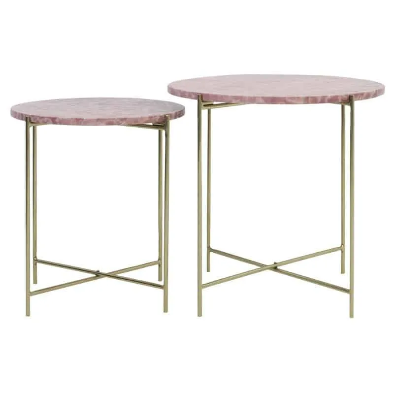 Beistelltisch DELON Marmor rosa-gold 2er-Set
