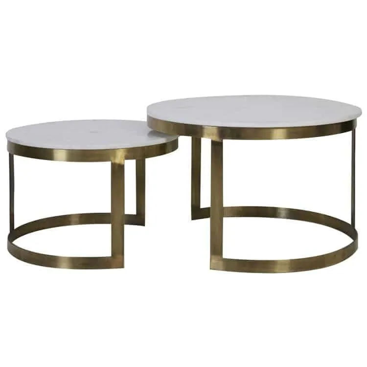 Couchtisch PERLATO Marmor weiß-antik Bronze
