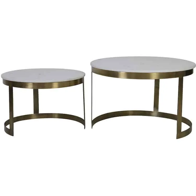 Couchtisch PERLATO Marmor weiß-antik Bronze