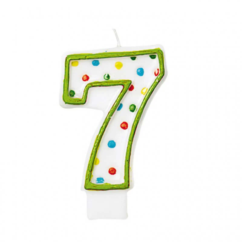 Zahlenkerze Polka Dots #7