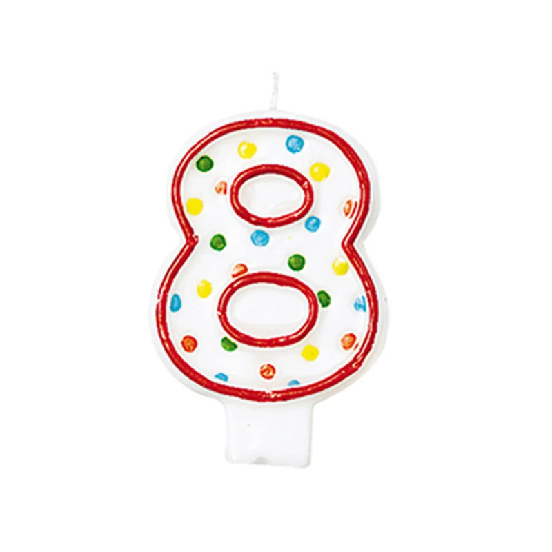 Geburtstagskerzen Zahlen mit bunten Polka Dots Punkte Party Dekorations Artikel - Nummer 8