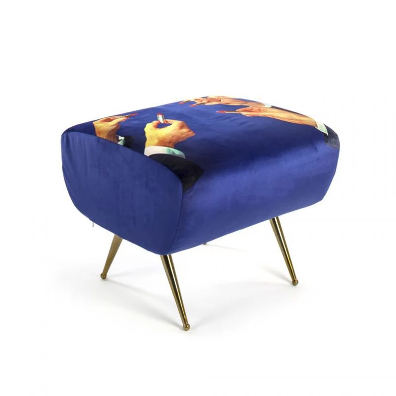 Hocker LIPSTICKS blau, gold