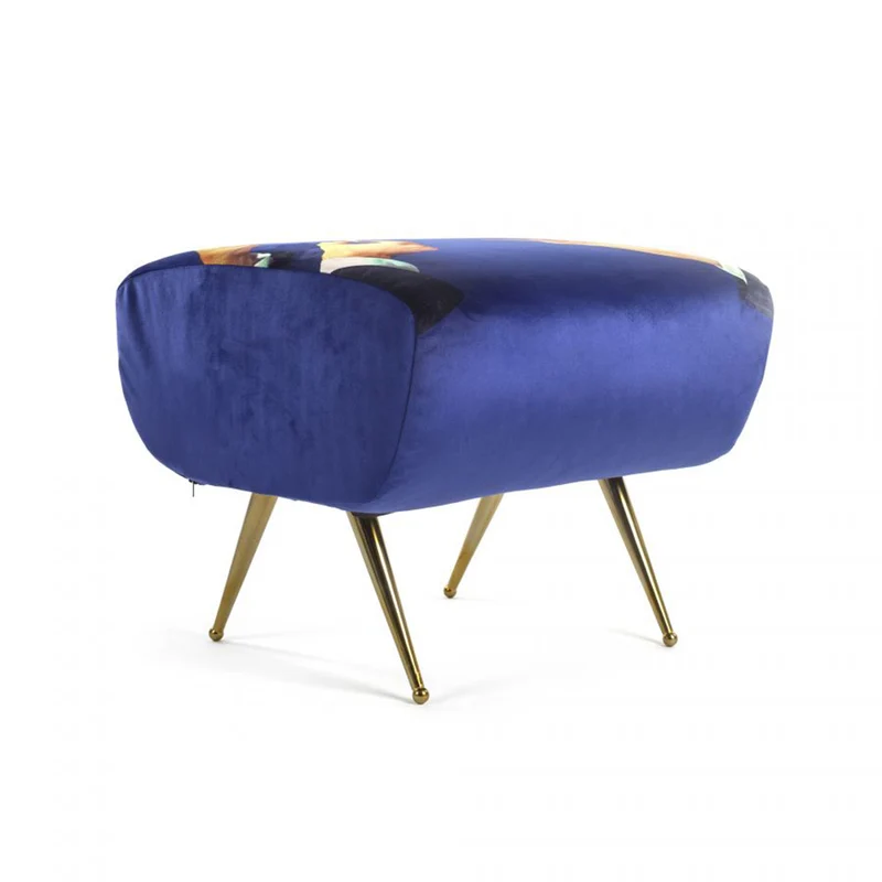 Hocker LIPSTICKS blau, gold