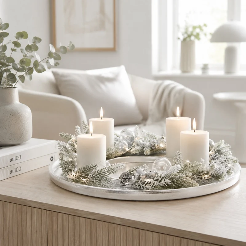 Riffelmacher Adventskranz Ringförmig Ø 40 cm | Silberfarben | 24131