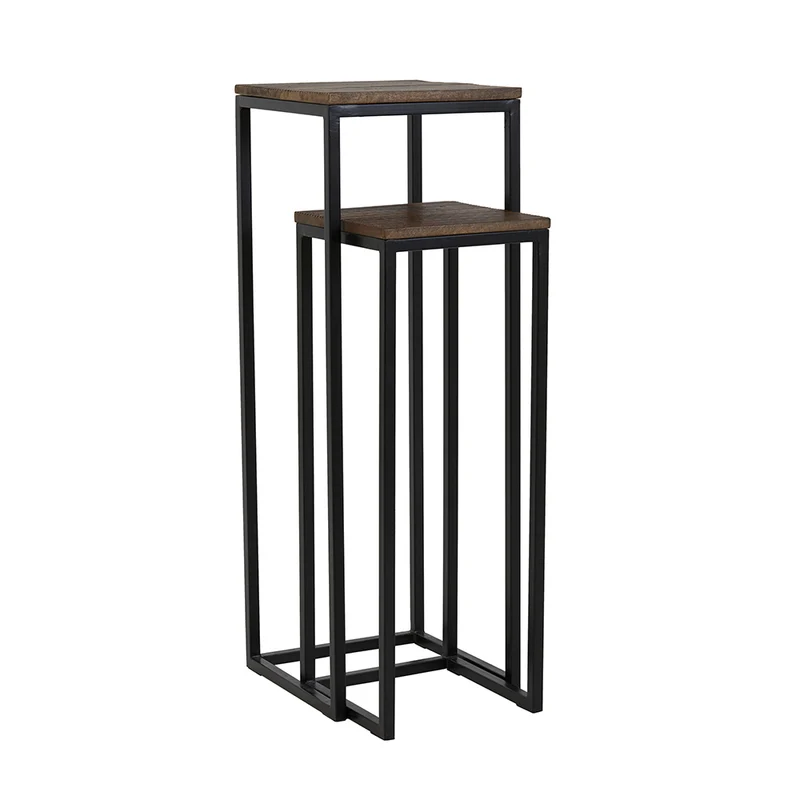 Säule BRYSON Holz braun - schwarz - 2er-Set