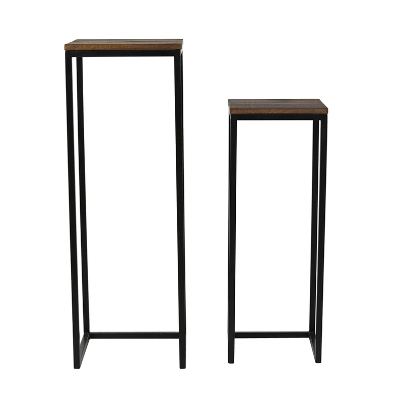 Säule BRYSON Holz braun - schwarz - 2er-Set