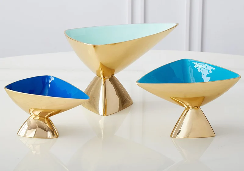 Dekoschale SMALL ANVIL blau + gold