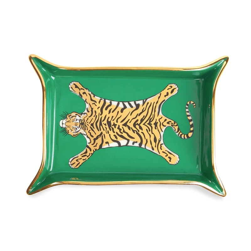 Aufbewahrungsschale TIGER VALET in grün + gold