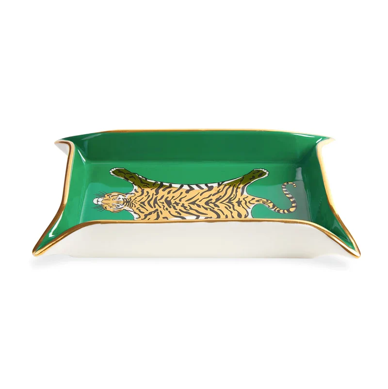 Aufbewahrungsschale TIGER VALET in grün + gold
