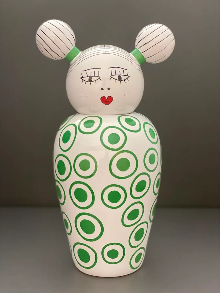 Vase mit Deckel CANOPIE IZUMI weiß-grün Ø17x25,5 cm