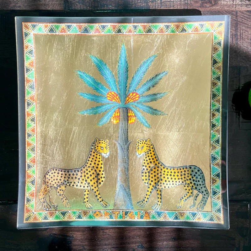 Glasteller ZAGARA Gepard - quadratisch 27x27 cm
