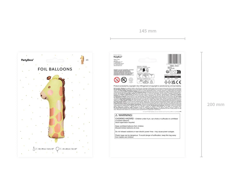 XXL Zahlen Folienballon 96 cm | #1 Giraffe