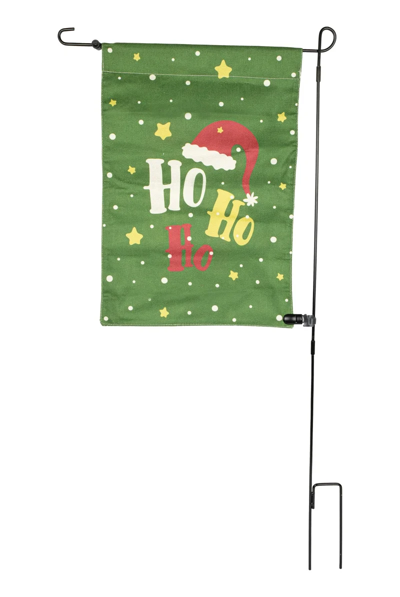 Riffelmacher Gartenfahne Weihnachten "HoHoHo" 32x45 / 90 cm 13507 | Grün Rot