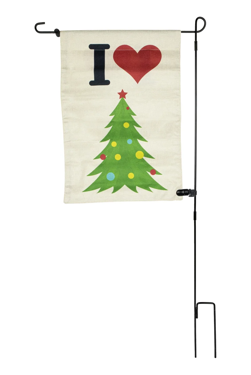 Gartenfahne Weihnachten | "Ich liebe Weihnachten" Motiv | 32×45 / 90 cm | 13505