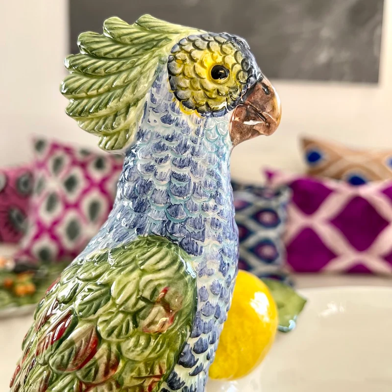 Keramik Obstschale 'MENAGERIE PARROT' Höhe 46cm