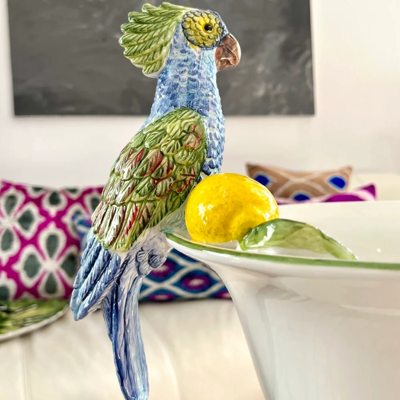 Keramik Obstschale 'MENAGERIE PARROT' Höhe 46cm