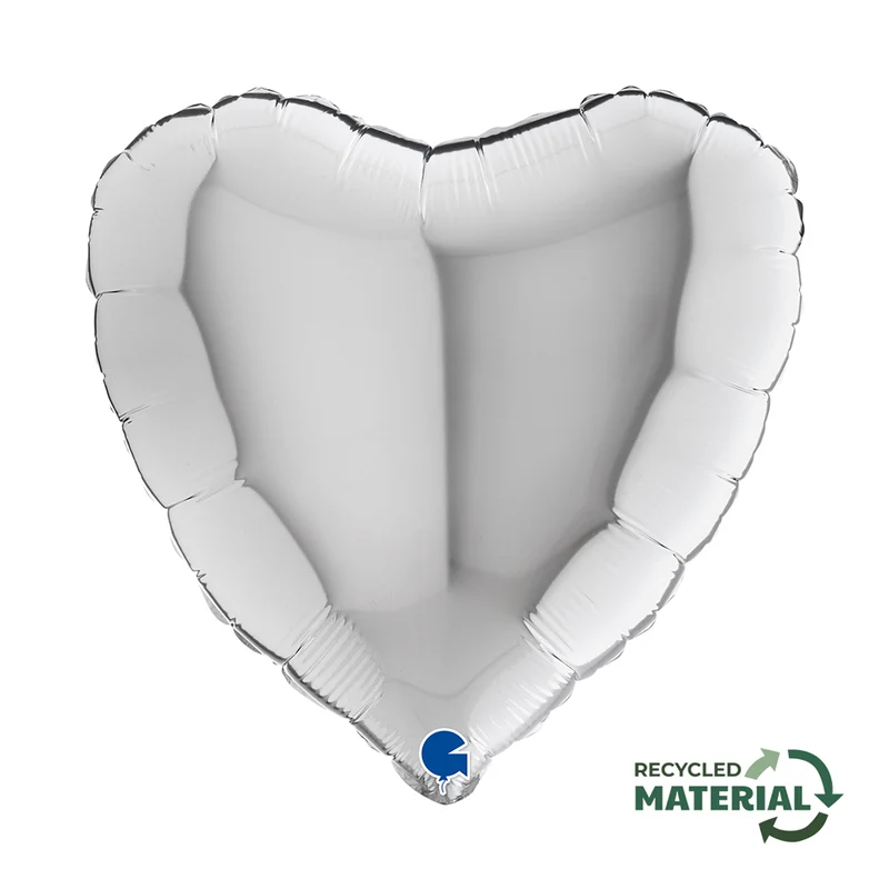 18"/Ø46cm Herz Folienballon Uni | Silber