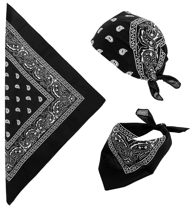 Bandana Halstuch Cowboy Kostüm - 55x55cm | Schwarz