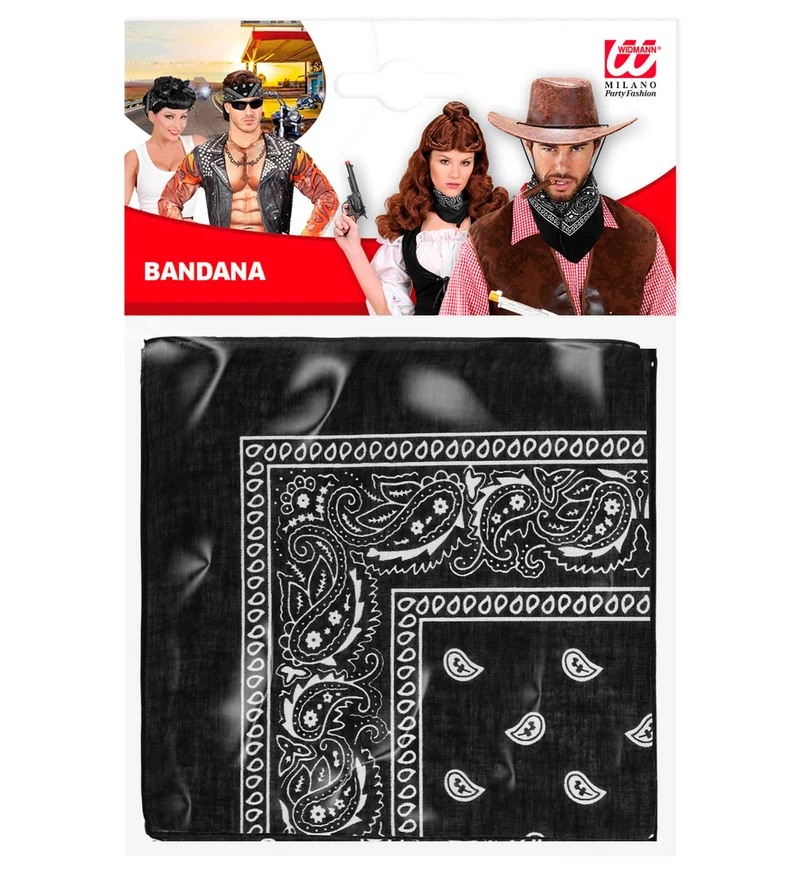 Bandana Halstuch Cowboy Kostüm - 55x55cm | Schwarz